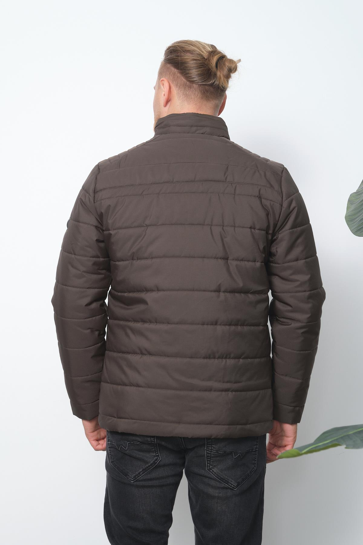 Wholesale Anthracite Double Zipper Pocket Stand Collar Jacket 3082A