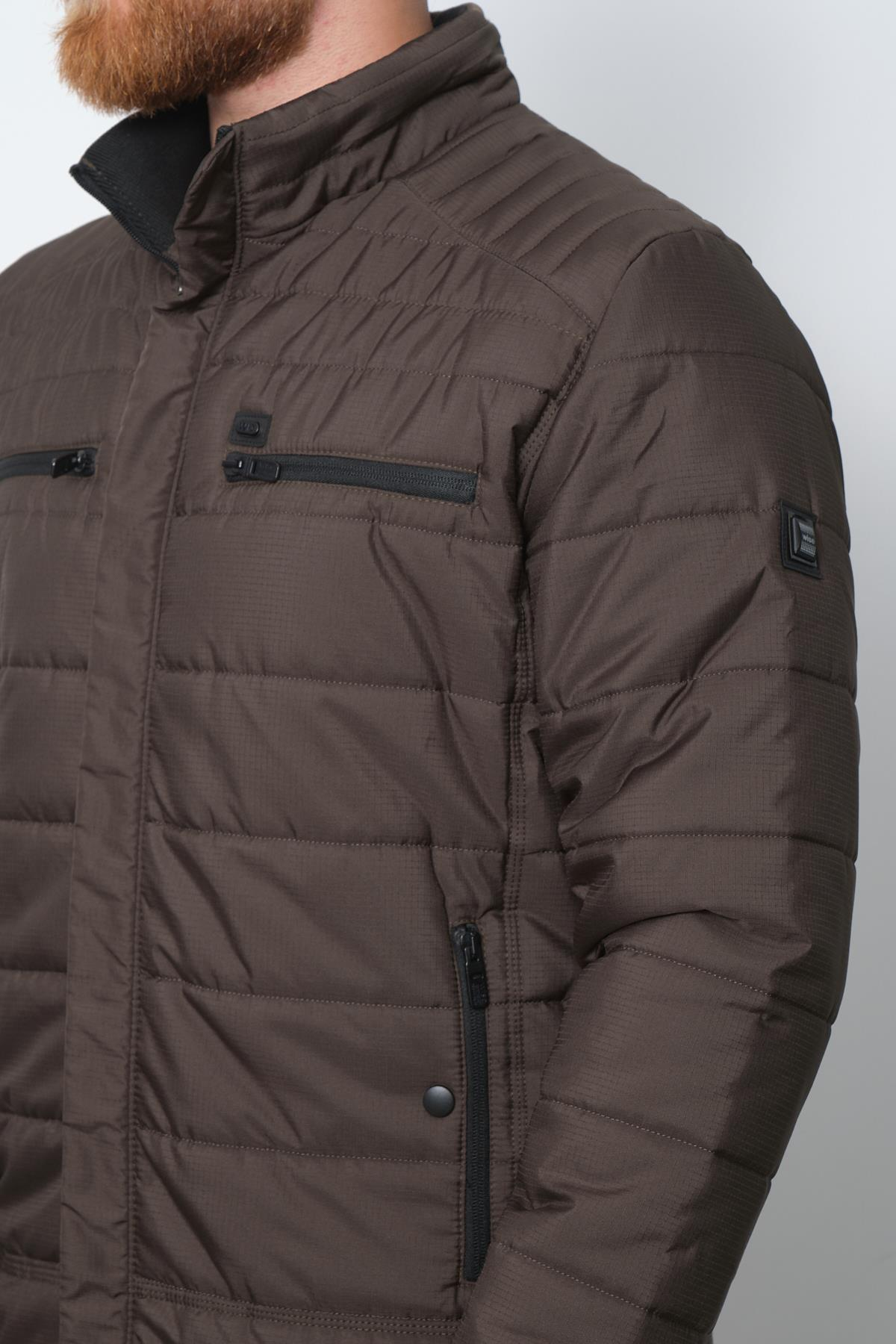 Wholesale Anthracite Double Zipper Pocket Stand Collar Jacket 3082A