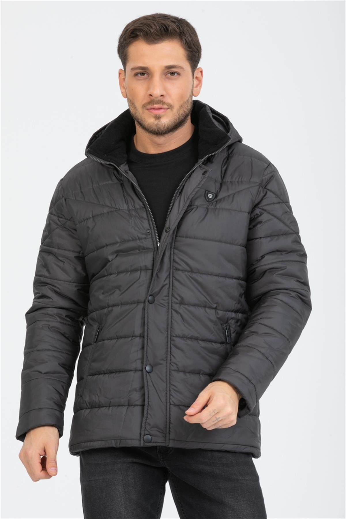 Wholesale Anthracite Detachable Polar Hood Jersey Lined Jacket 3027A