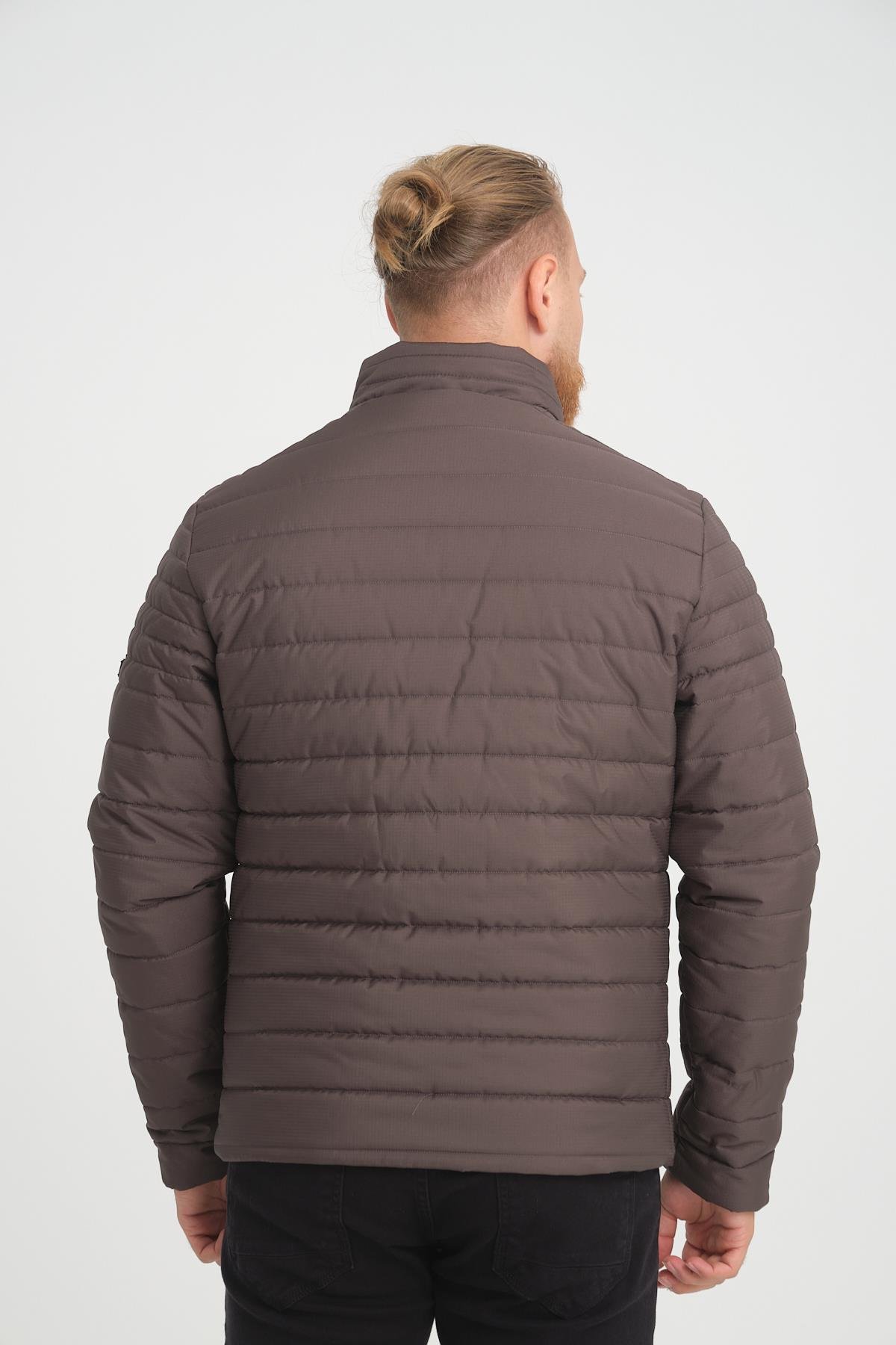 Wholesale Anthracite Chest Zipper Detail Stand Collar Jacket 3083A