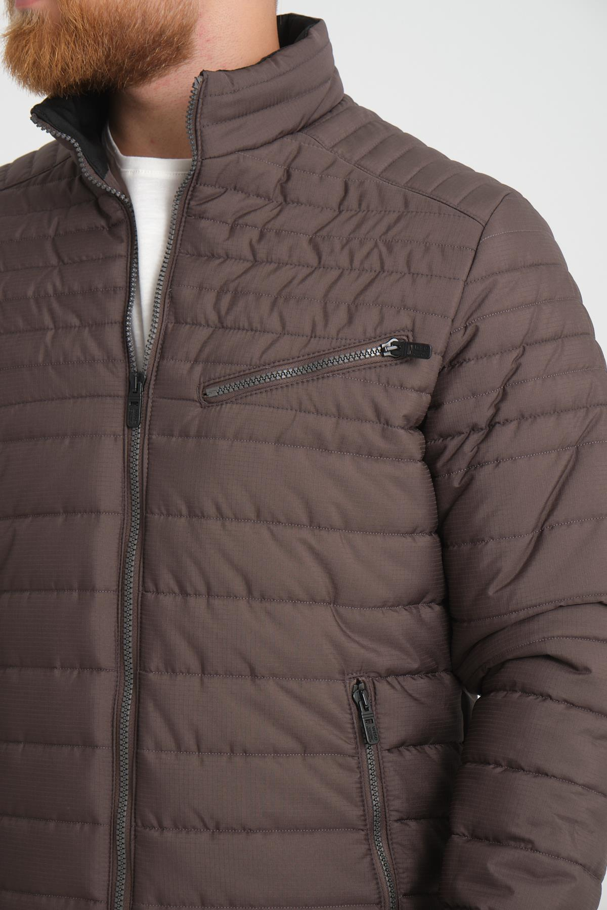 Wholesale Anthracite Chest Zipper Detail Stand Collar Jacket 3083A