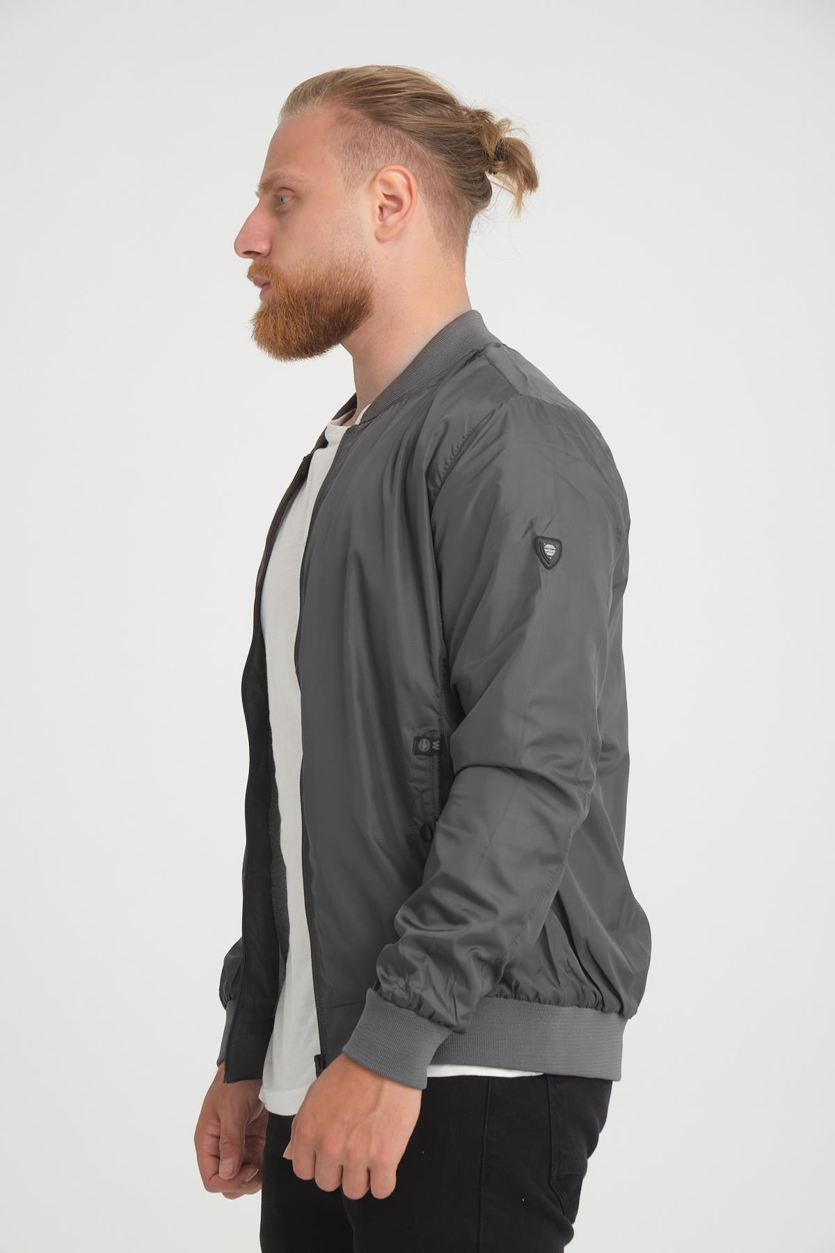 Wholesale Anthracite Pilot Collar Jersey Lined Spring Jacket 40581A