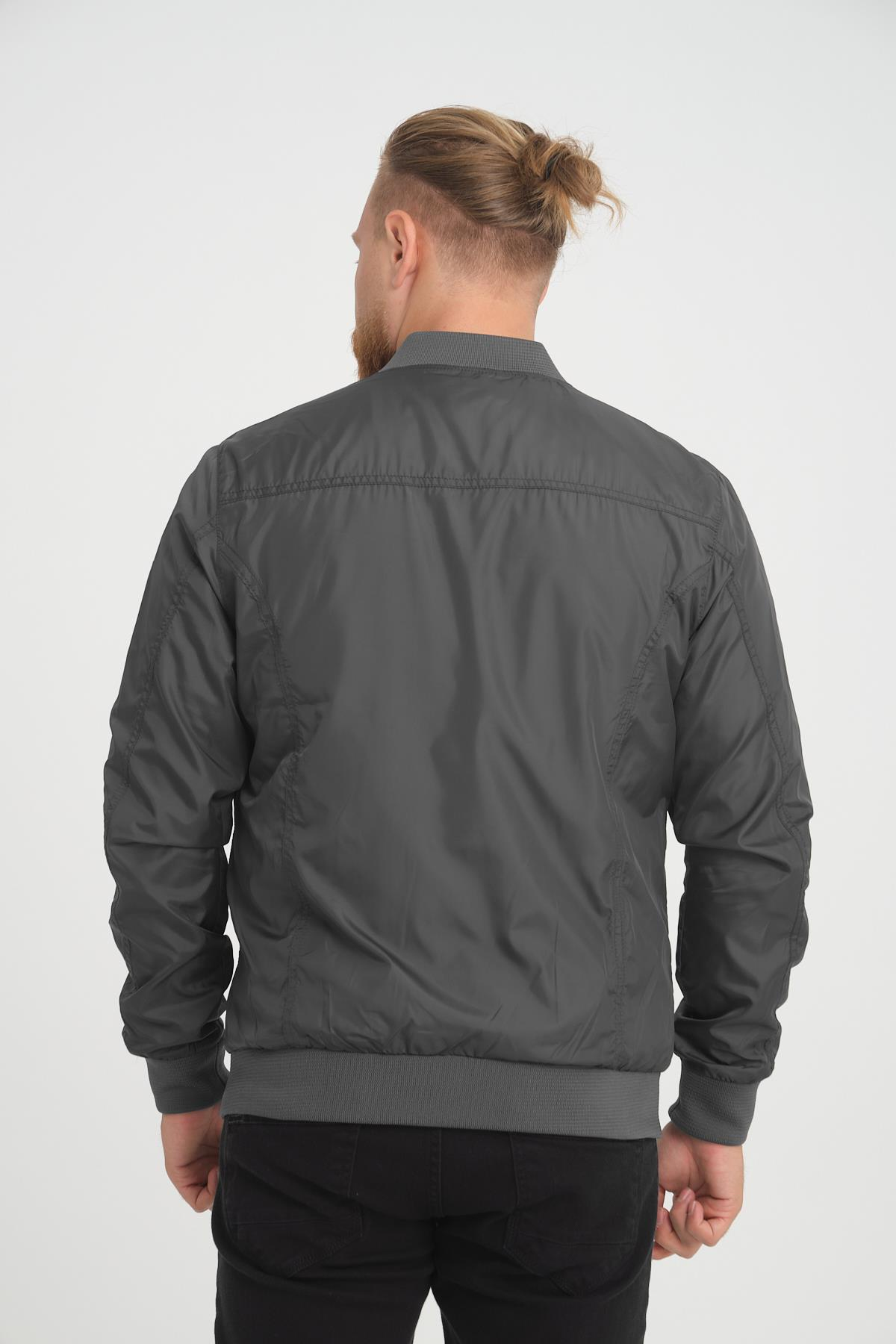 Wholesale Anthracite Pilot Collar Jersey Lined Spring Jacket 40581A