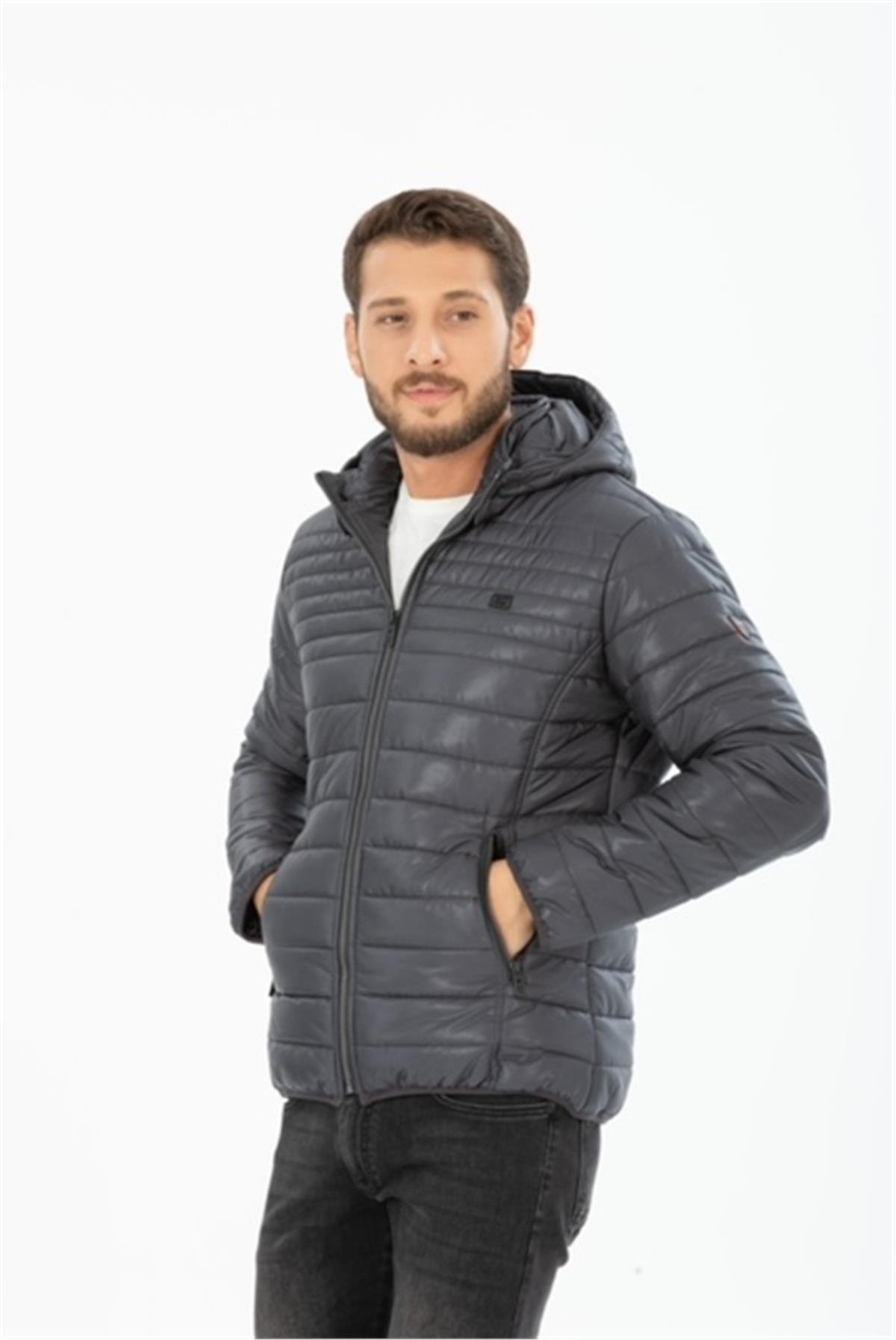 Wholesale Anthracite Burnt Fabric Detachable Hood Jacket 3023A