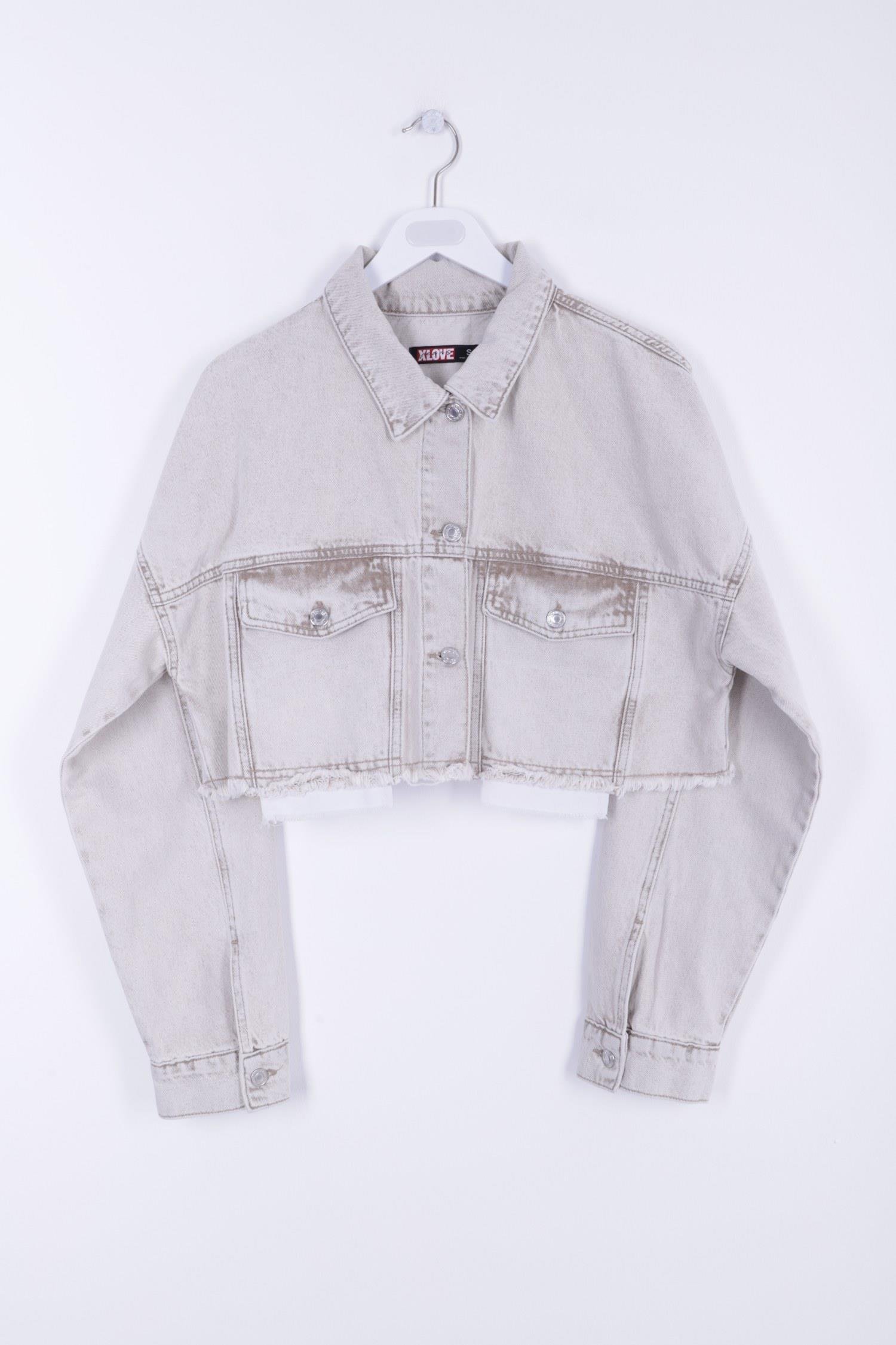 Astar Detaylı Kot Ceket 6016-29-(XS-L) Koyu Gri Kot