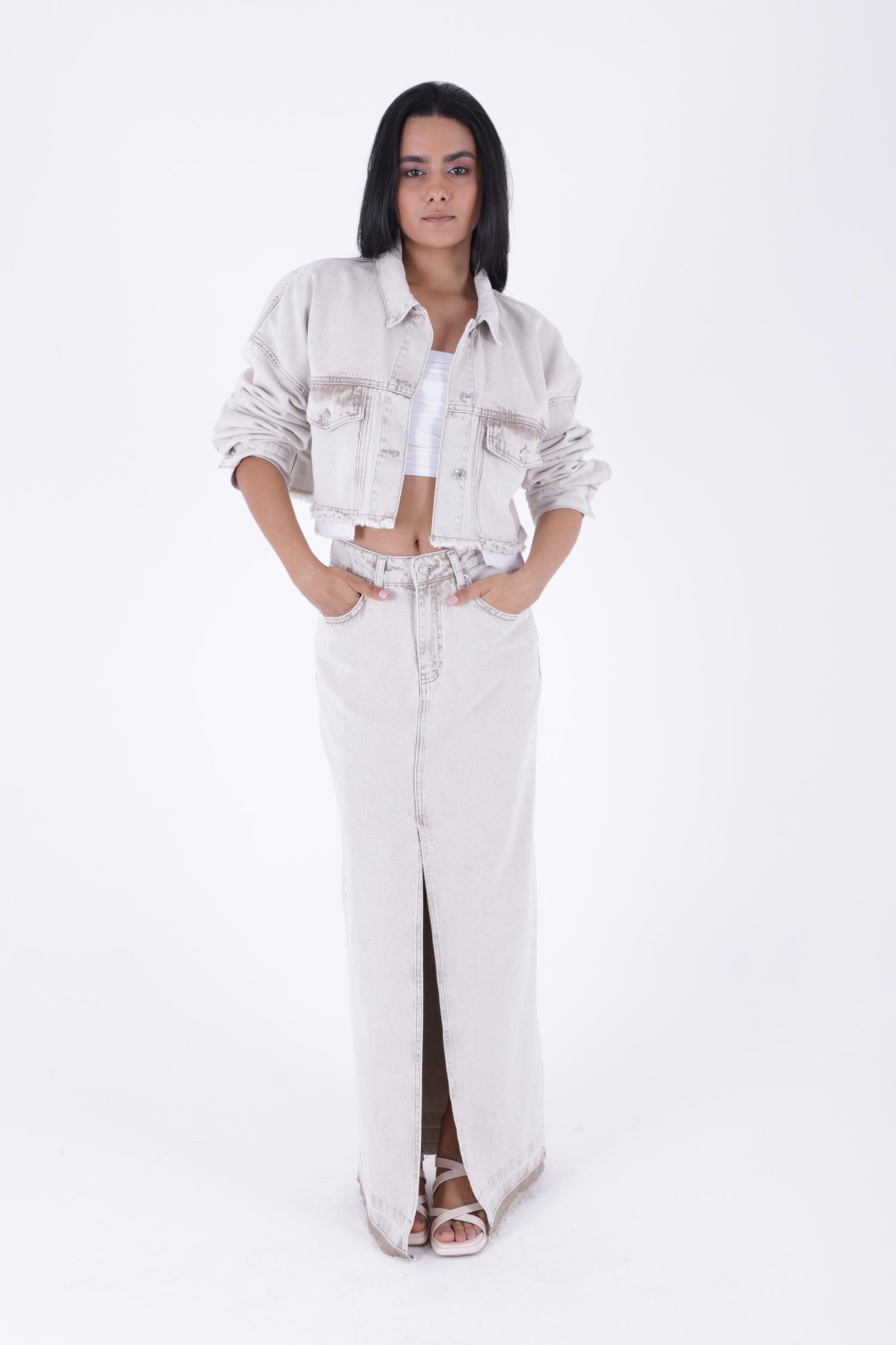 Astar Detaylı Kot Ceket 6016-29-(XS-L) Koyu Gri Kot