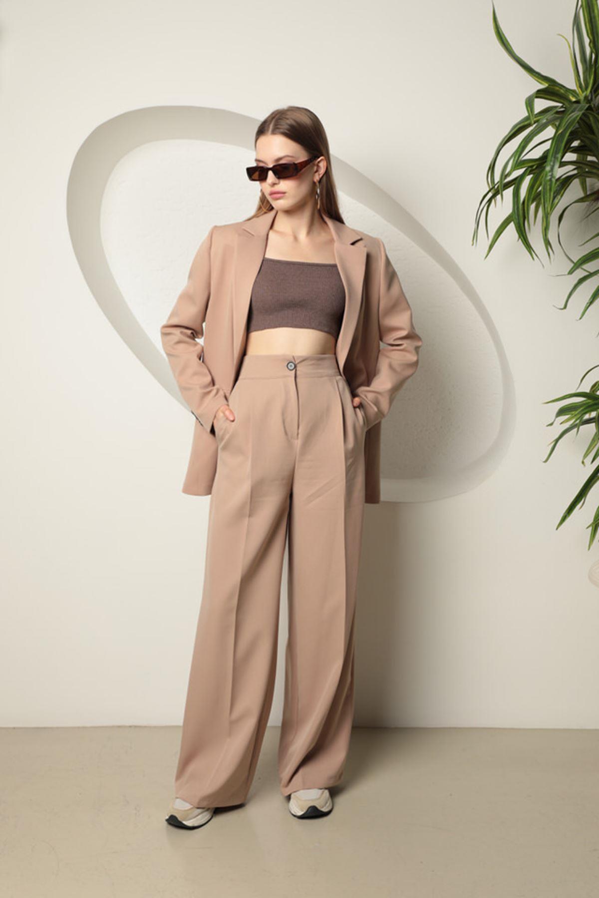 Atlas Fabric Women's Oversize Jacket-Beige