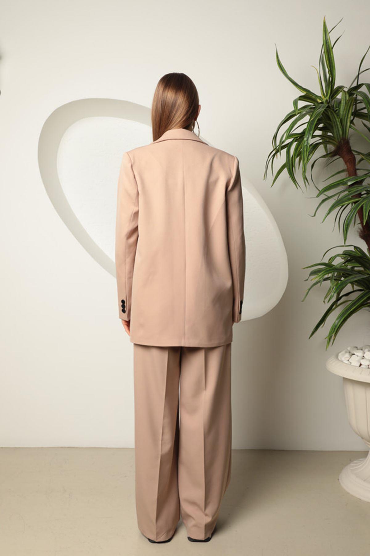 Atlas Fabric Women's Oversize Jacket-Beige