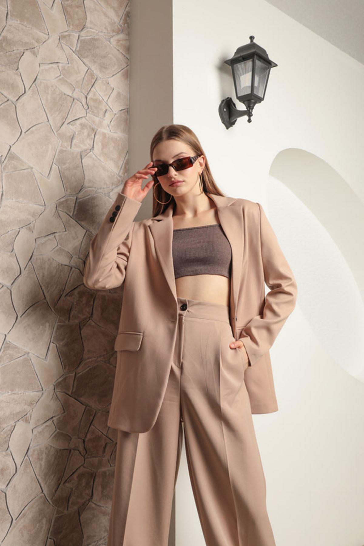 Atlas Fabric Women's Oversize Jacket-Beige