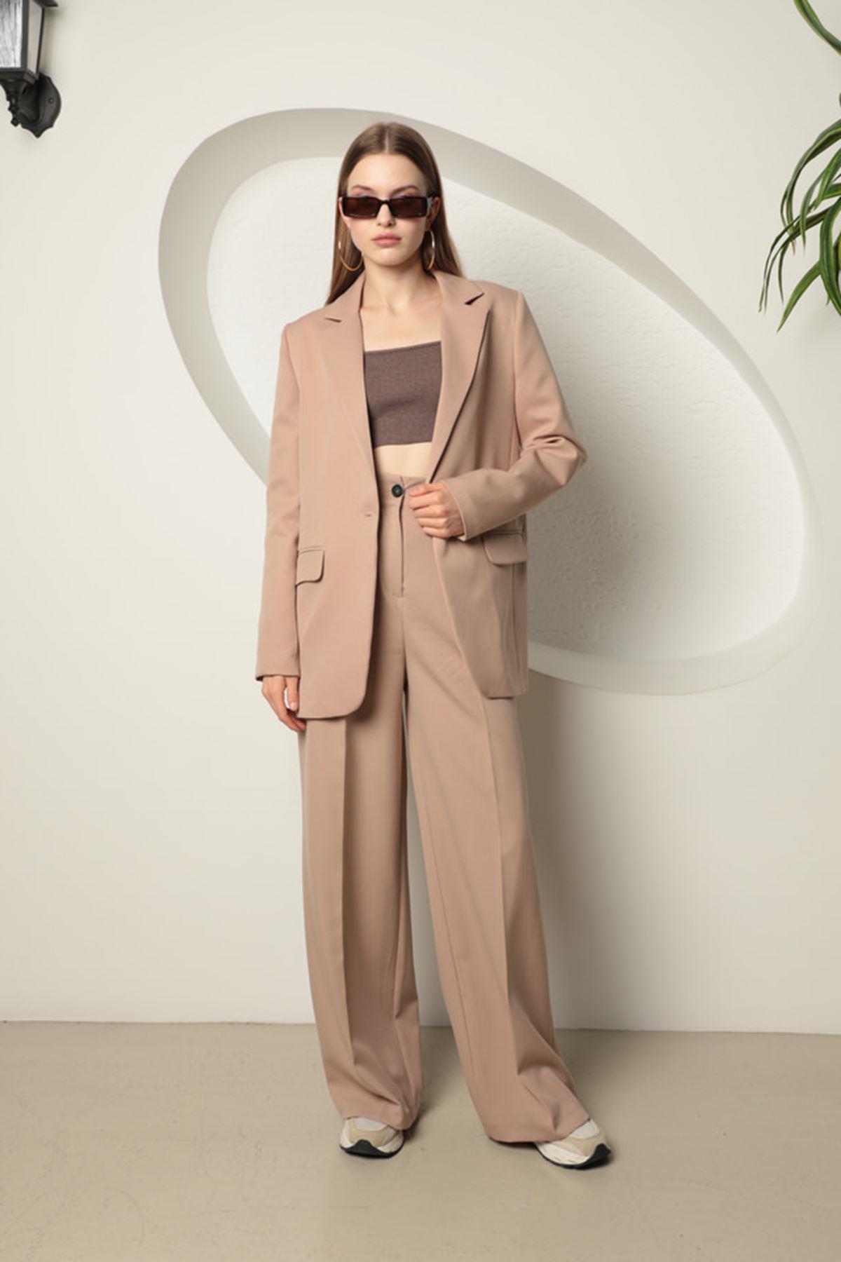 Atlas Fabric Women's Oversize Jacket-Beige