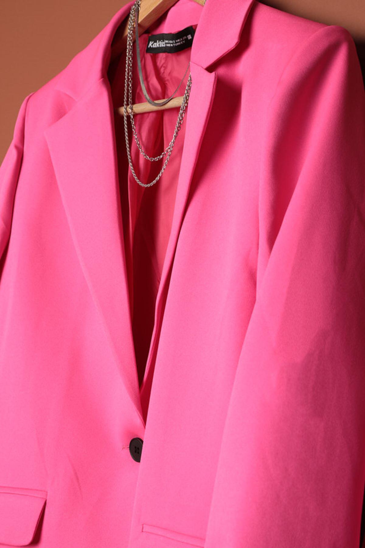 Atlas Fabric Women's Oversize Jacket-Fuchsia