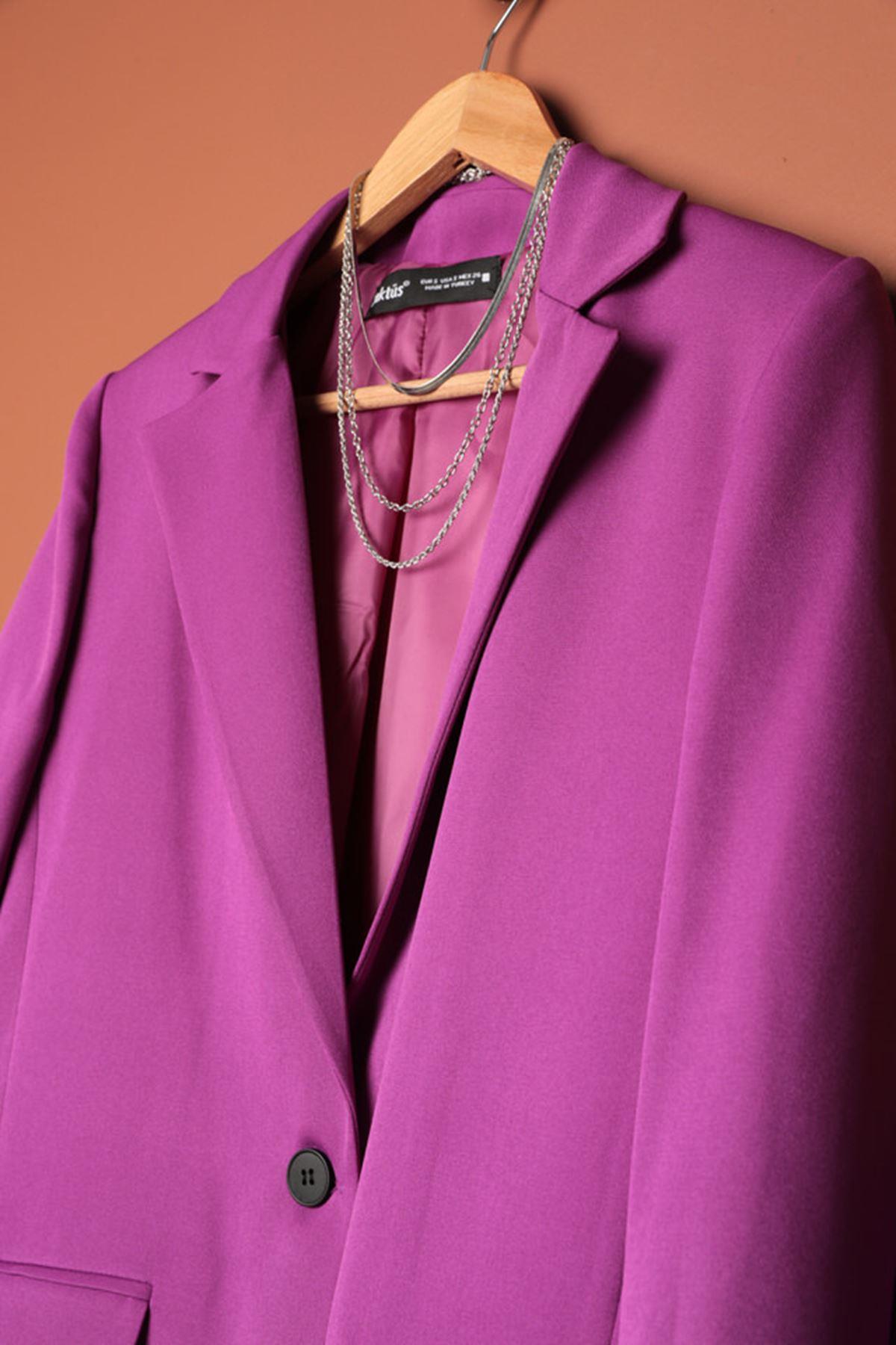 Atlas Fabric Women's Oversize Jacket-Purple