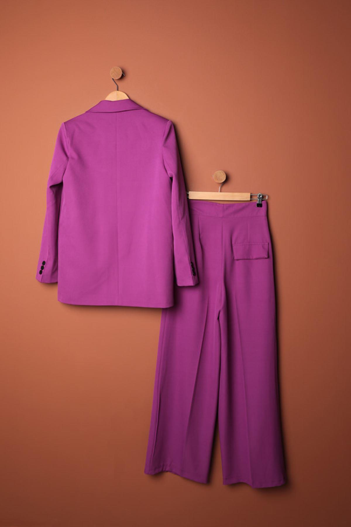 Atlas Fabric Women's Palazzo Trousers-Purple