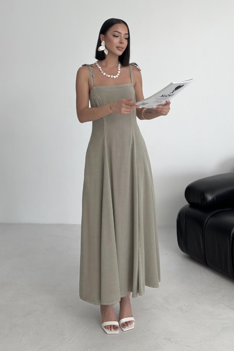 Bağcık Detaylı Volanlı Elbise 3052-26-(S-XL)