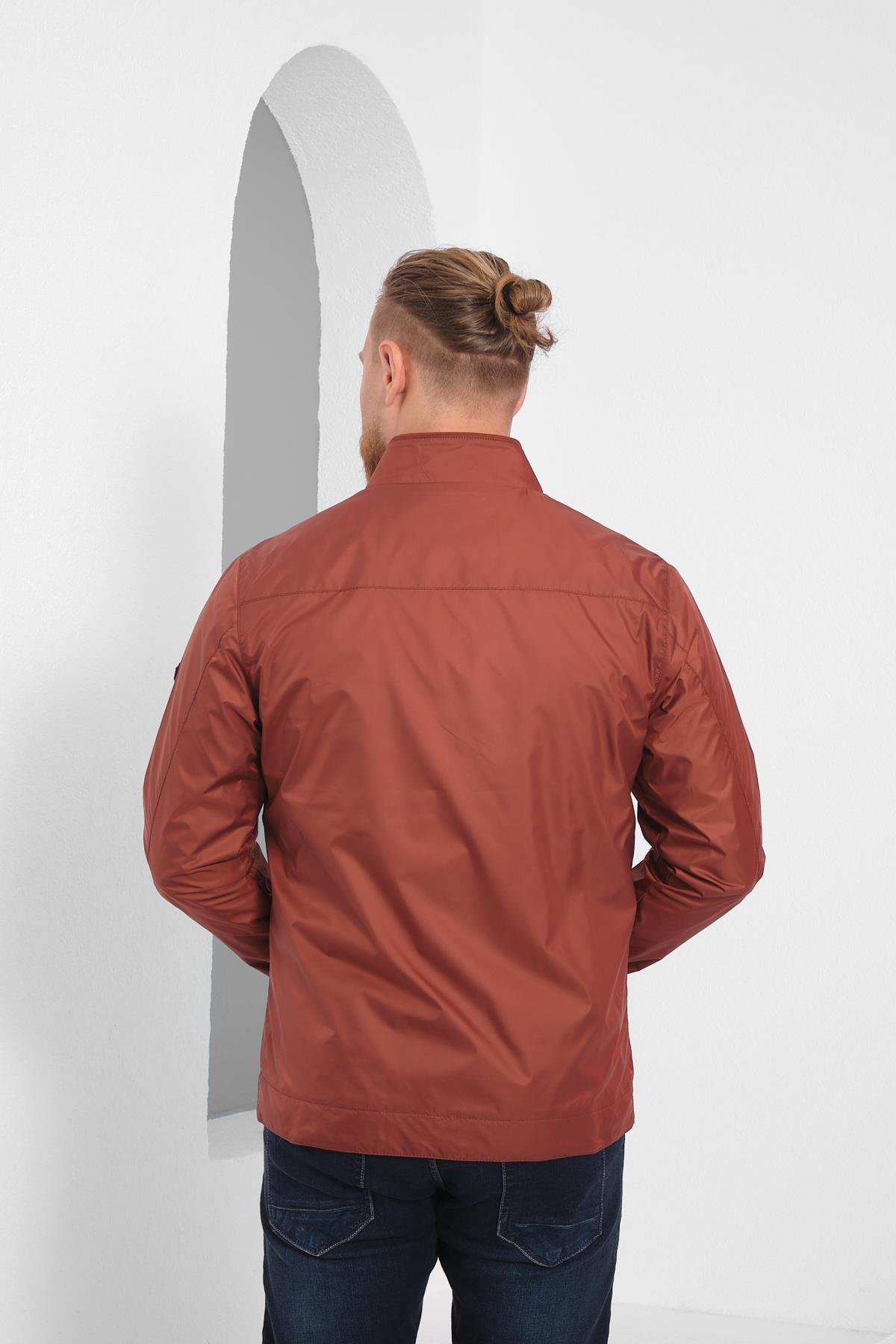 Wholesale Copper Stand Collar Pocketed Jersey Lined Spring Jacket 4074B