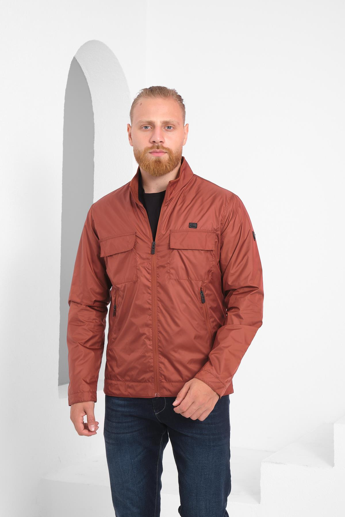 Wholesale Copper Stand Collar Pocketed Jersey Lined Spring Jacket 4074B