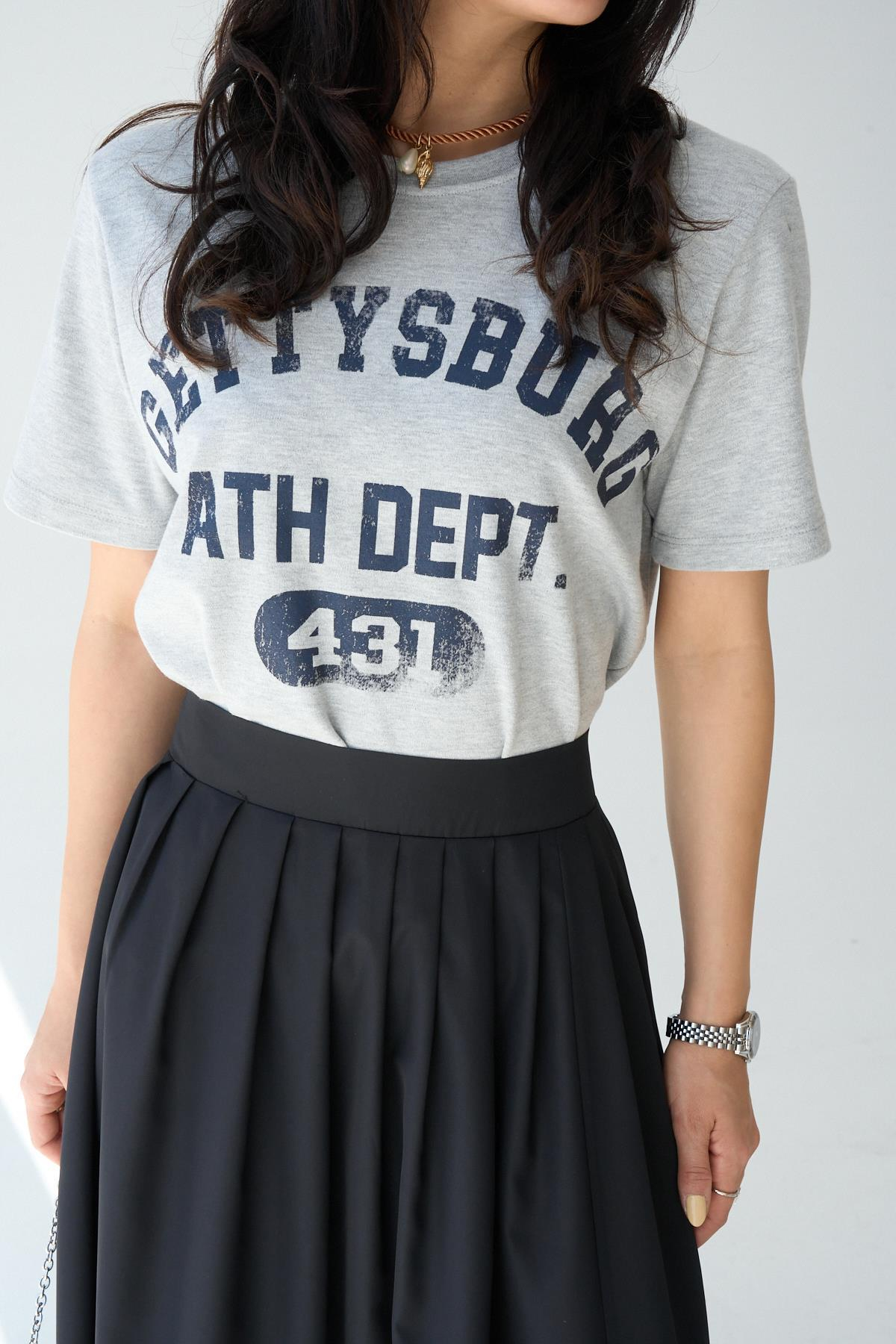 Baskılı T-Shirt - Gri-Lacivert