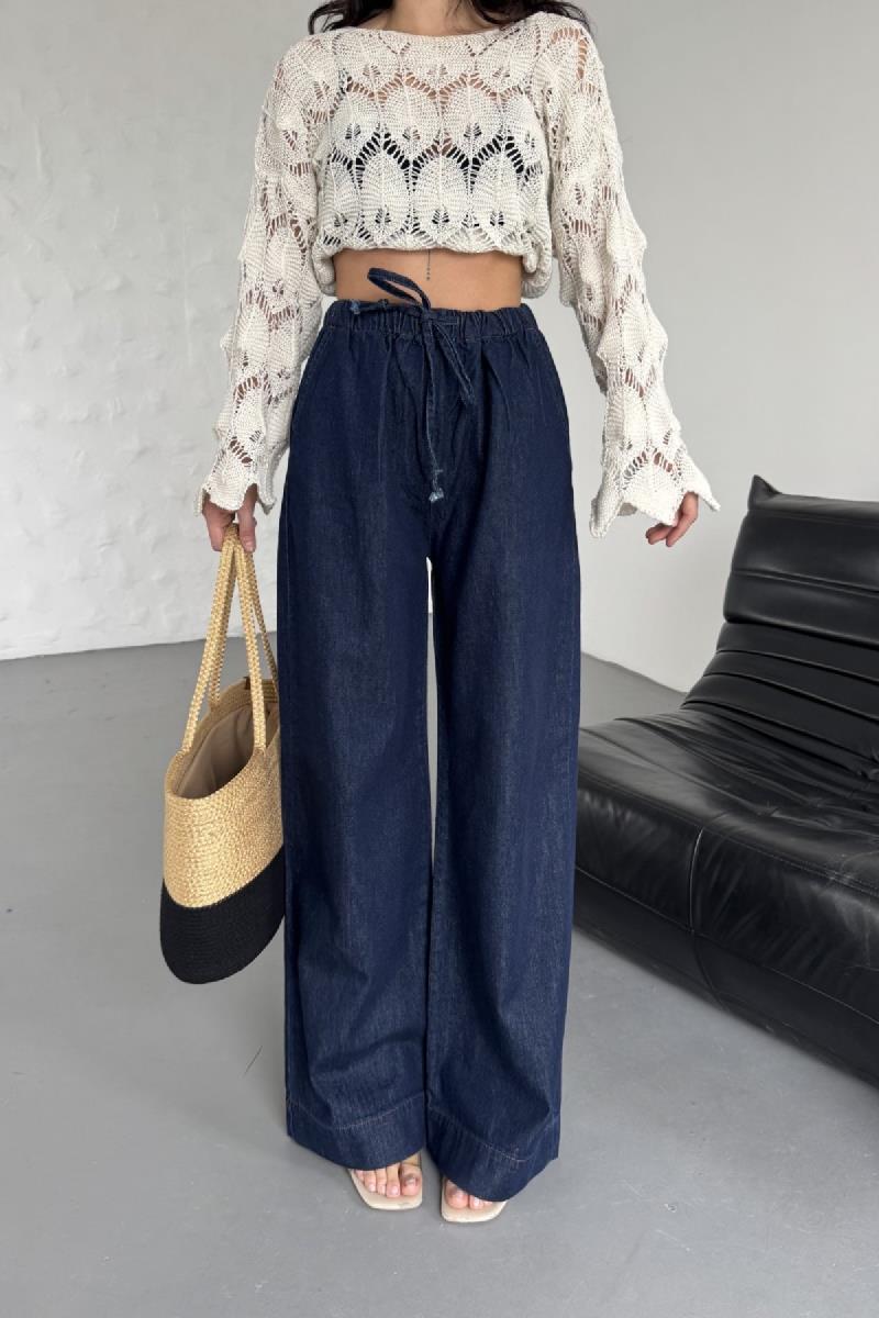 Beli Lastikli Palazzo Pantolon 7076-17-(S-XL)