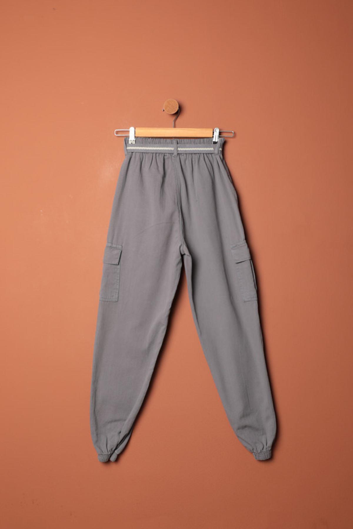 Belted Cargo Pants for Women-Anthracite