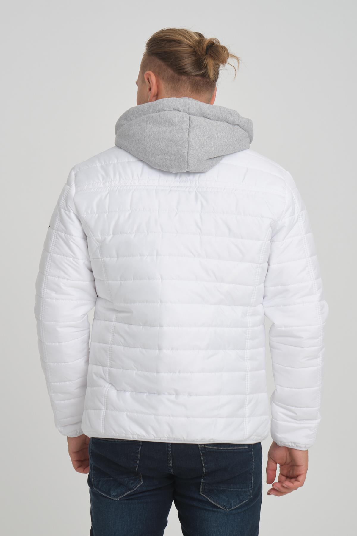 Wholesale White Hooded Jersey Lined Puffer Jacket 4563B