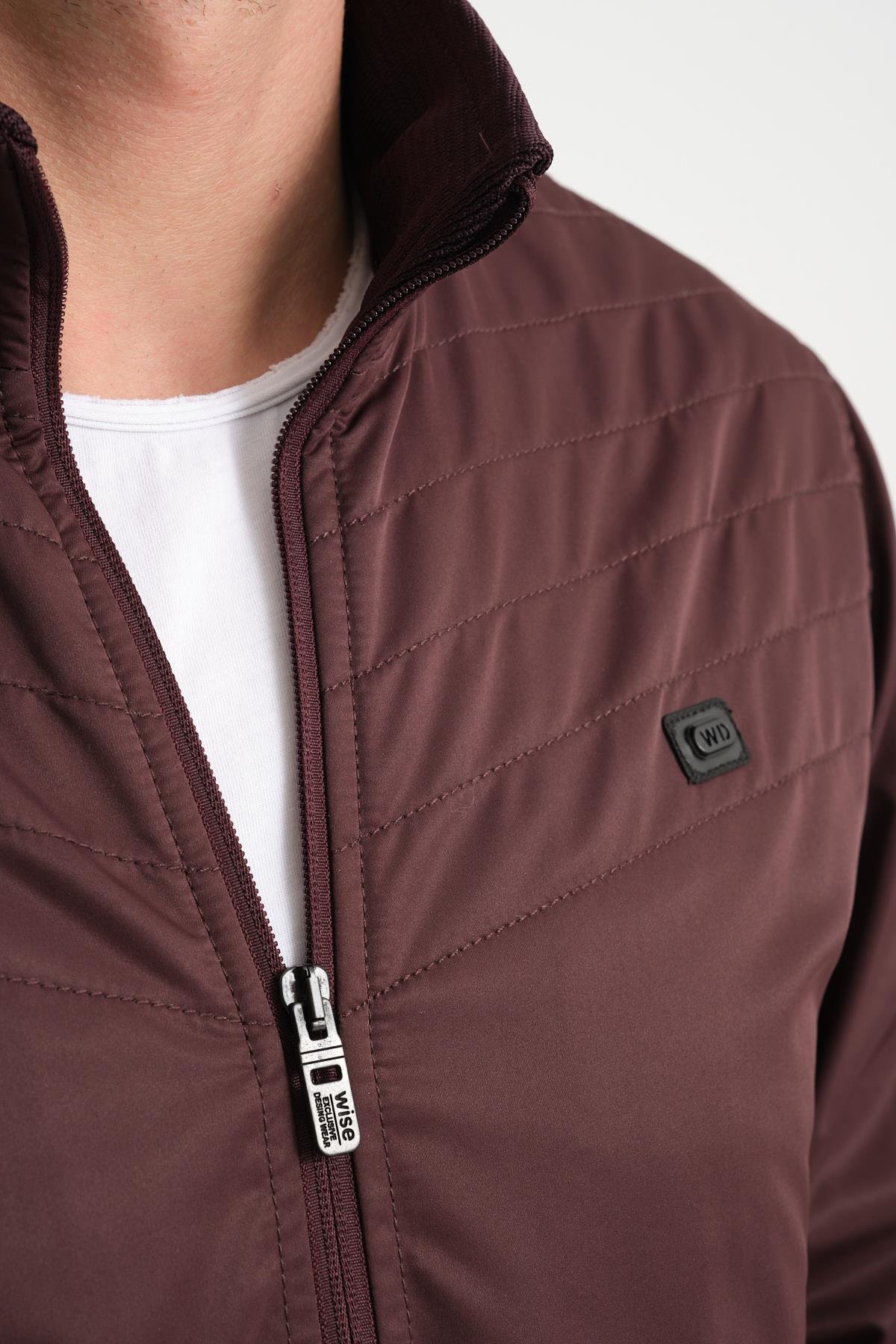 Wholesale Burgundy Stand Collar Spring Jacket 3066B