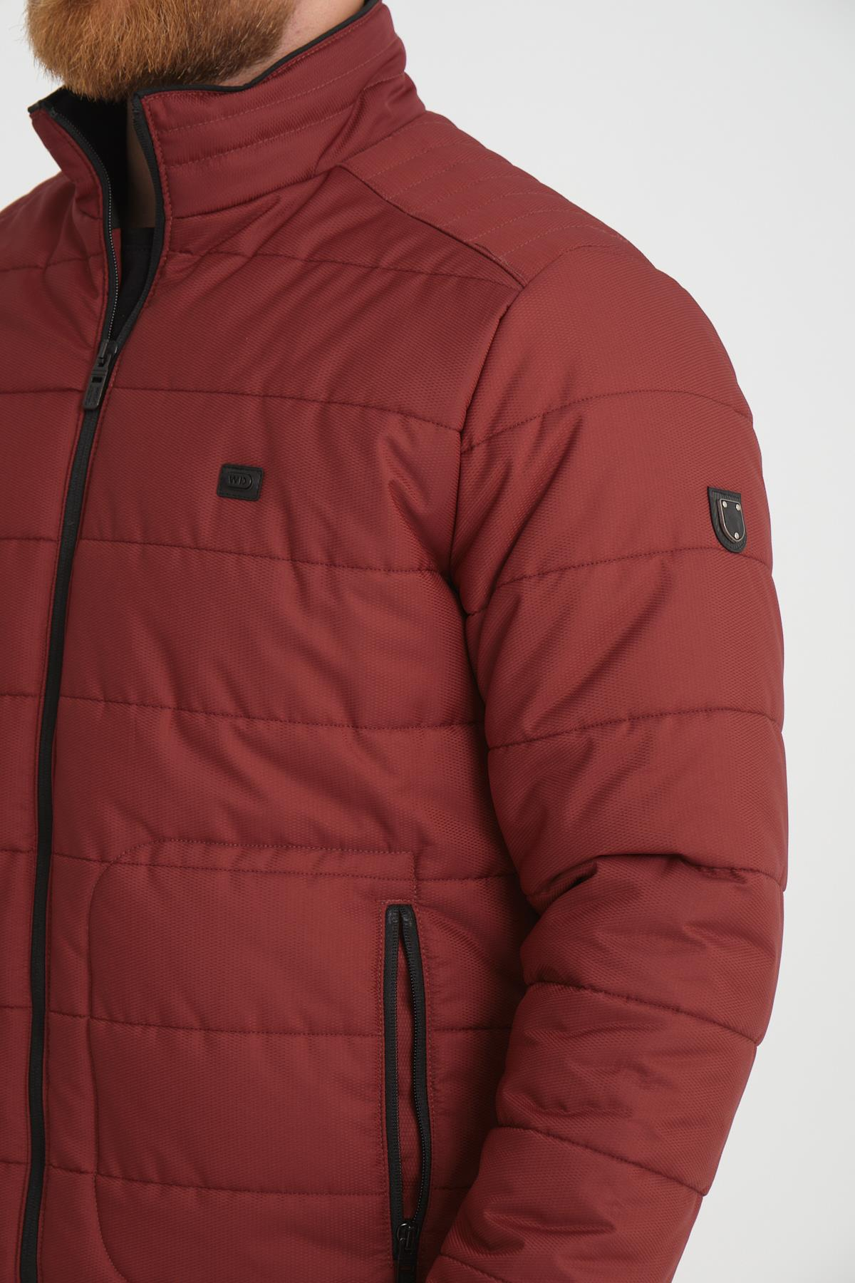 Wholesale Burgundy Ripstop Stand Collar Waterproof Jacket 3084B