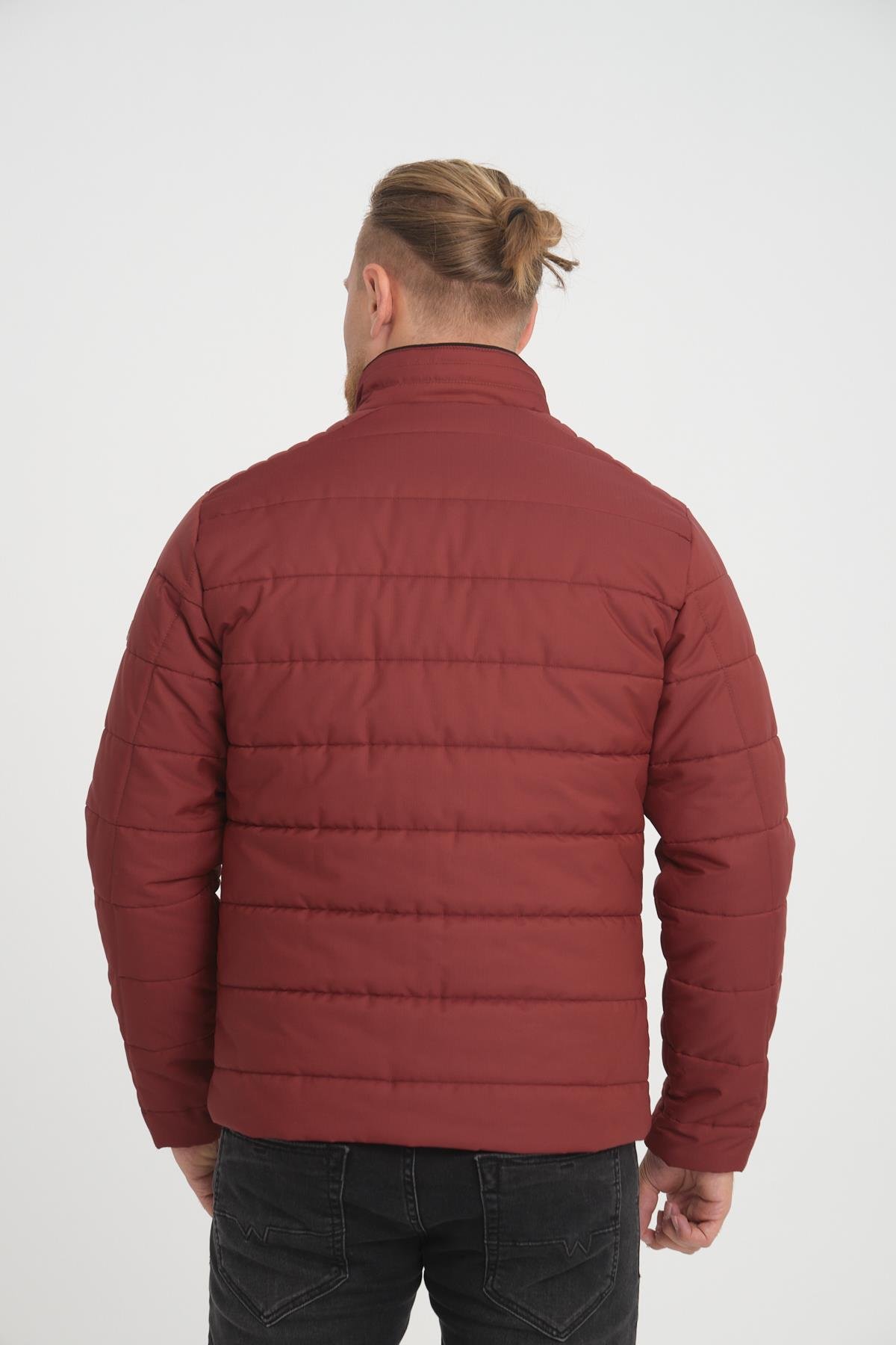 Wholesale Burgundy Ripstop Stand Collar Waterproof Jacket 3084B