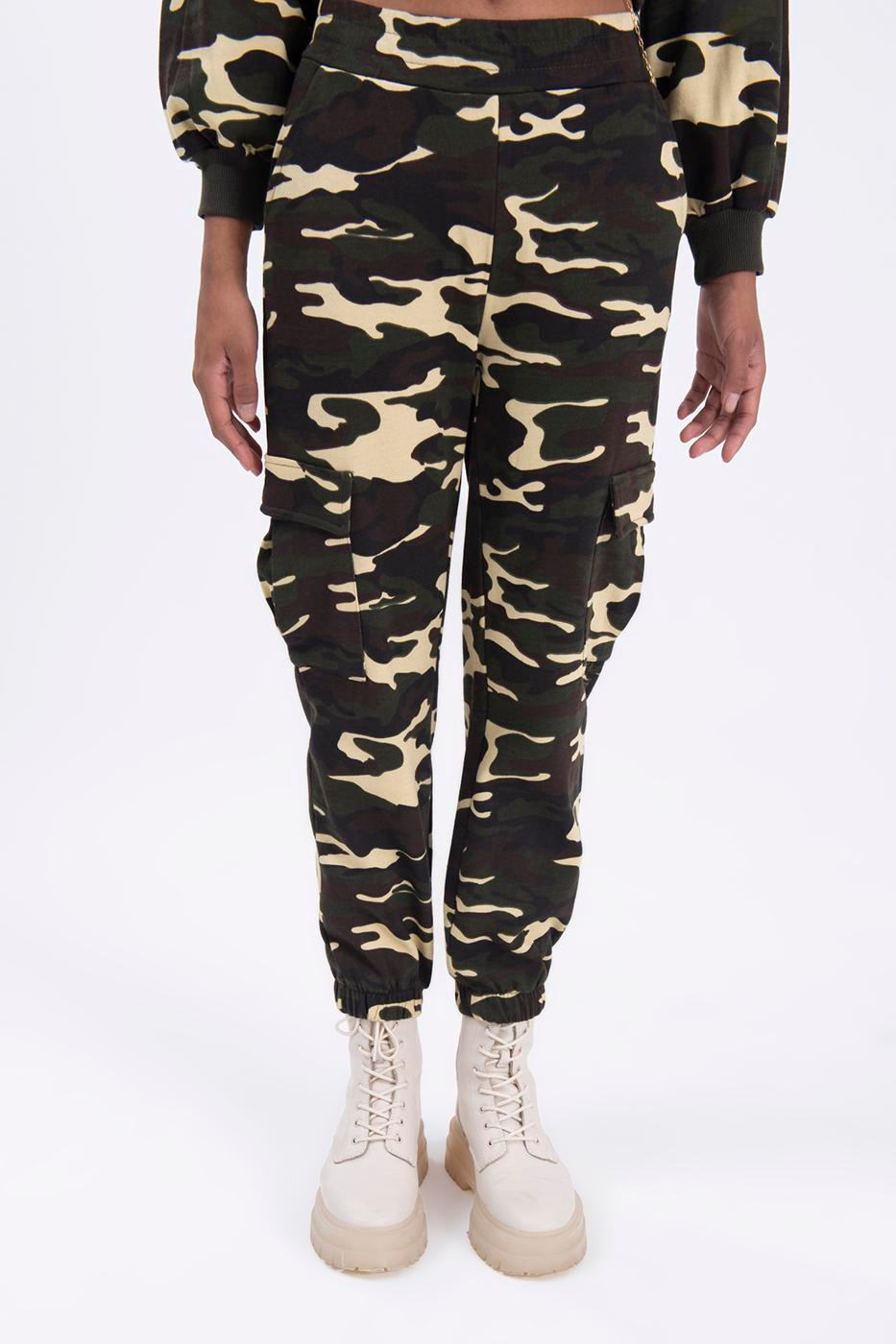 Cargo pocket camo jogger pants