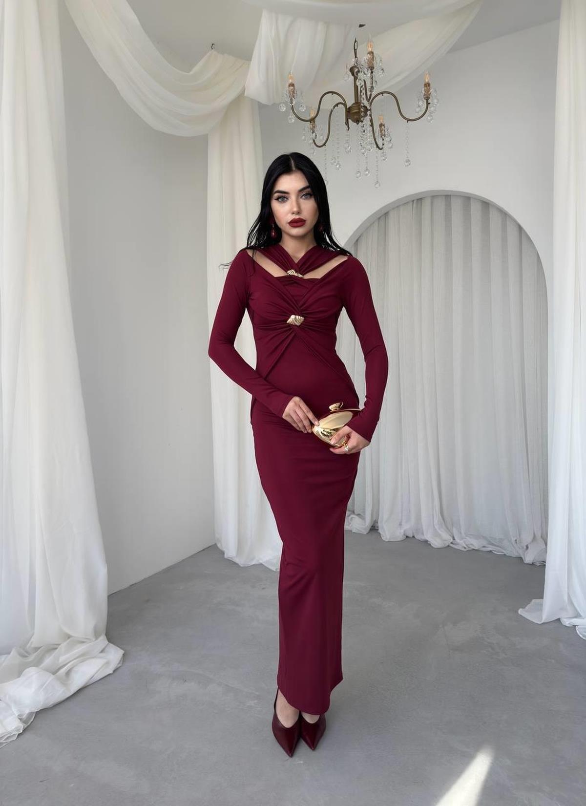 Dande Brooch Detailed Dress