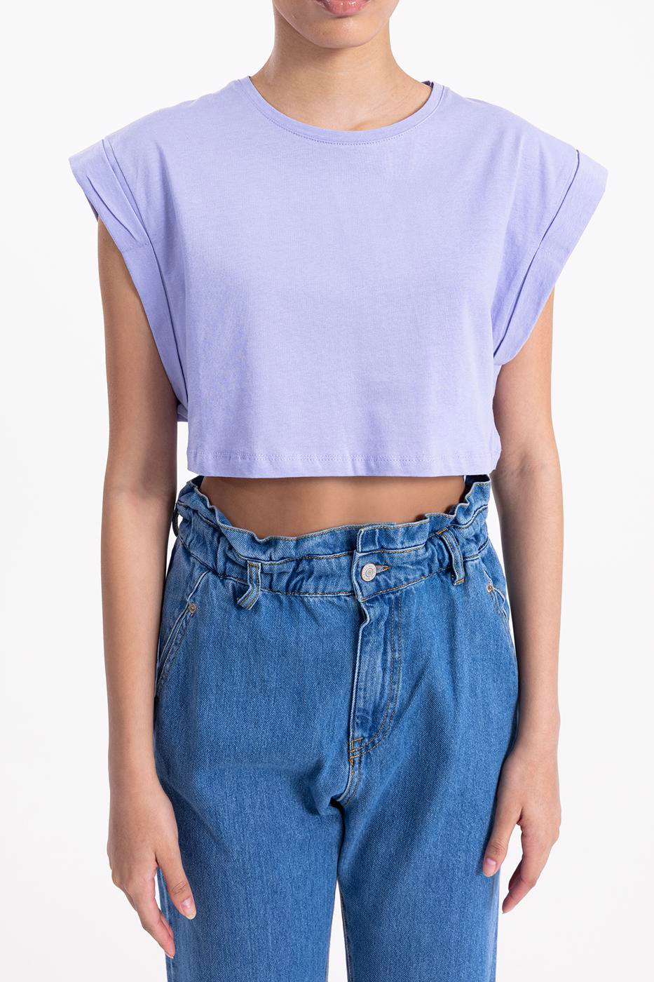 Dropped shoulder crop T-shirt