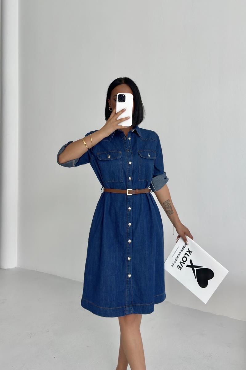 Düğmeli Uzun Gömlek 6102-26-(S-XL)
