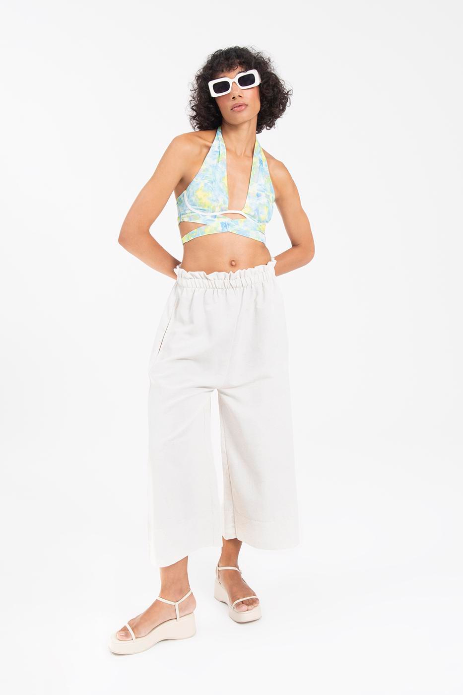 Elastic Waist Band Wide Leg Pants