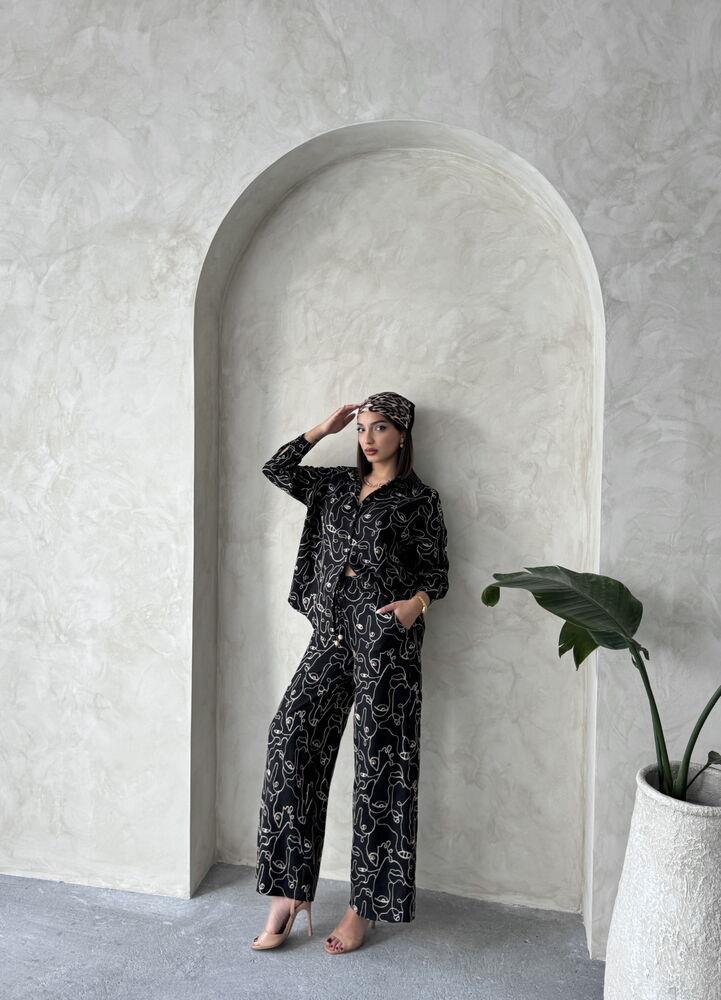 F 1900 NAKIŞLI PANTOLON - SİYAH