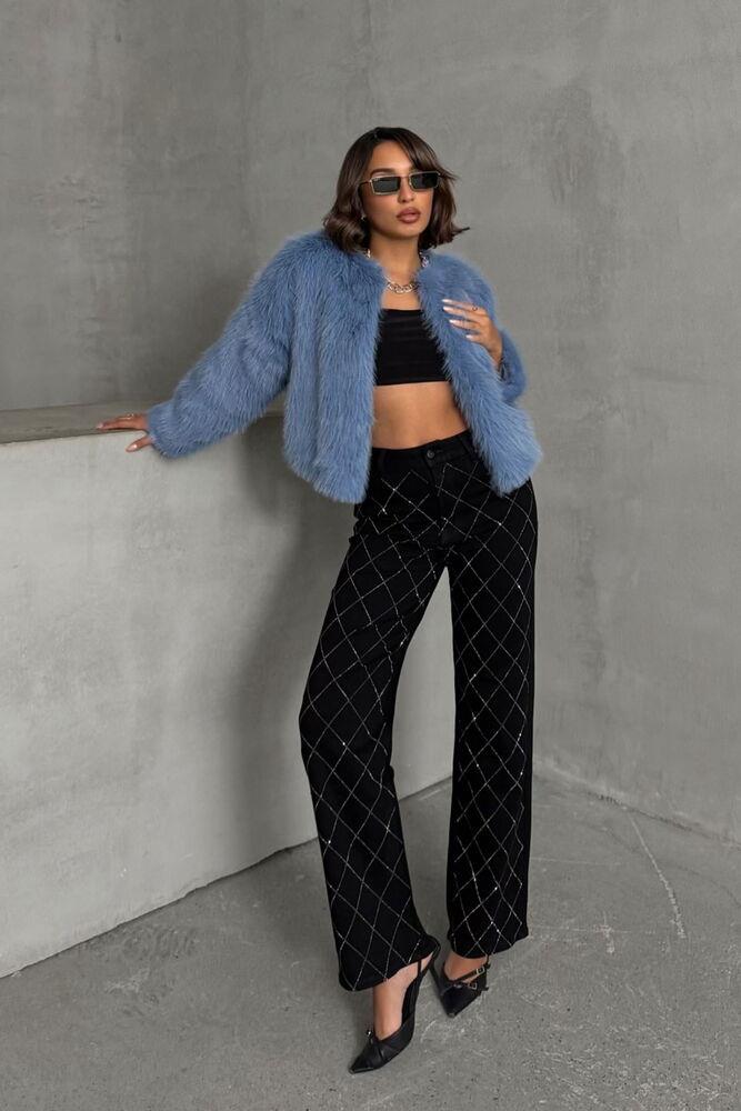 F Tüylü Toptan Yelek - Mavi | TOPSHOW