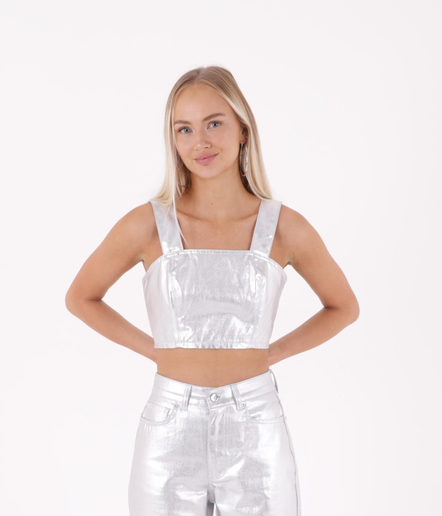 Fermuarlı Askılı Kot Büstiyer 408-46-(S-XL)