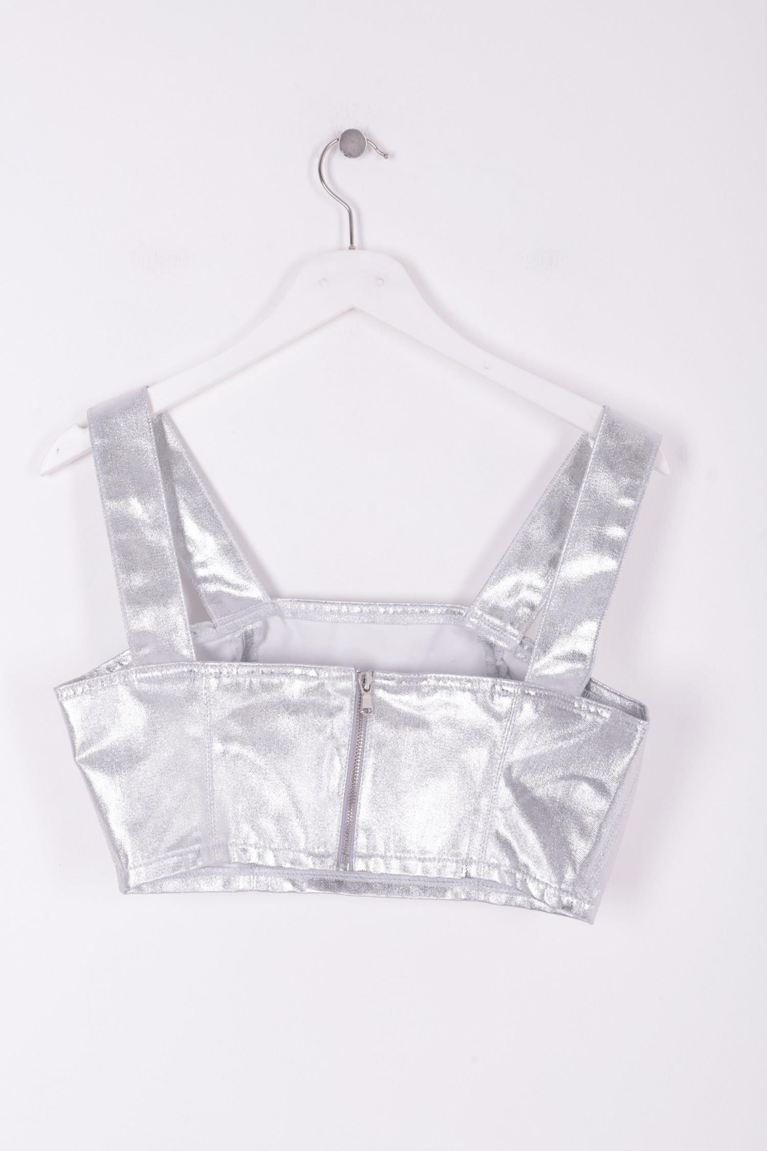 Fermuarlı Askılı Kot Büstiyer 408-46-(S-XL)