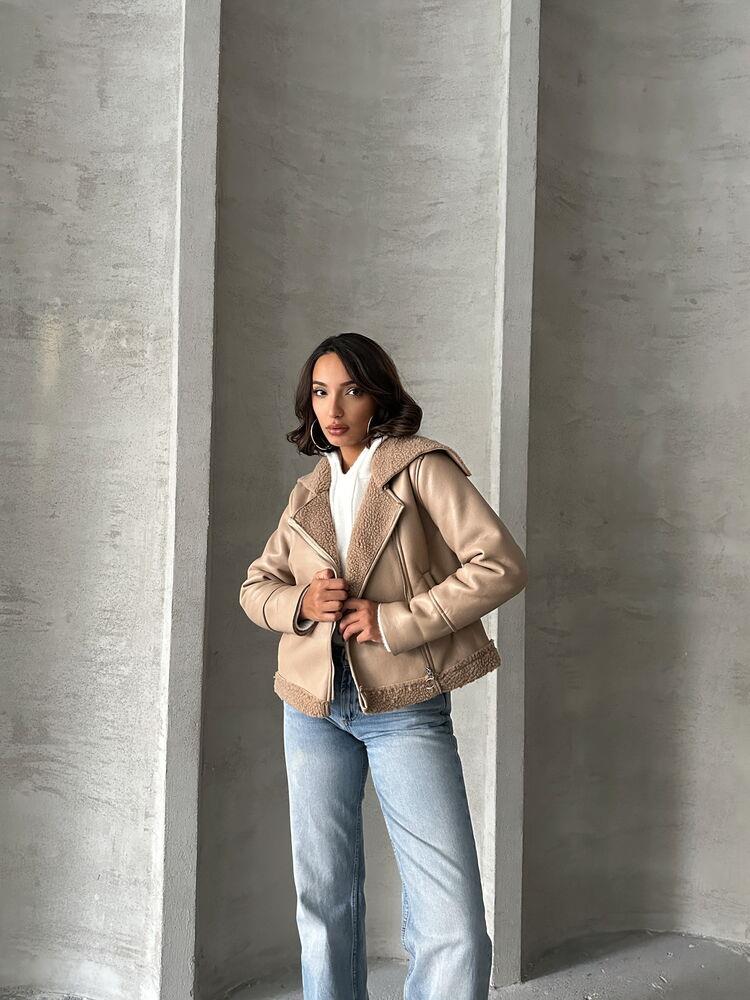 Fermuarlı Deri Toptan Toptan Mont - Koyu Taş | TOPSHOW