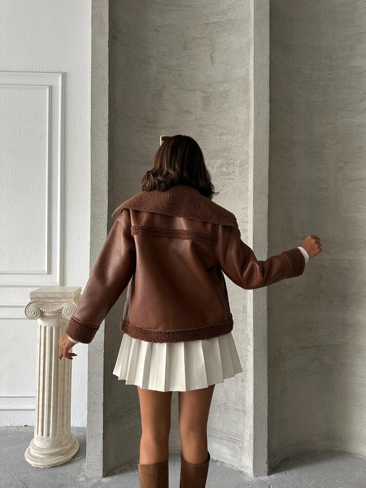 Fermuarlı Deri Toptan Toptan Mont - Taba | TOPSHOW