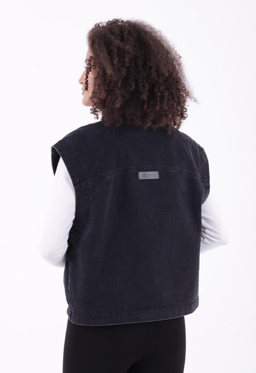 Fermuarlı Oversize Kot Yelek 6073-23-(S+L+4)