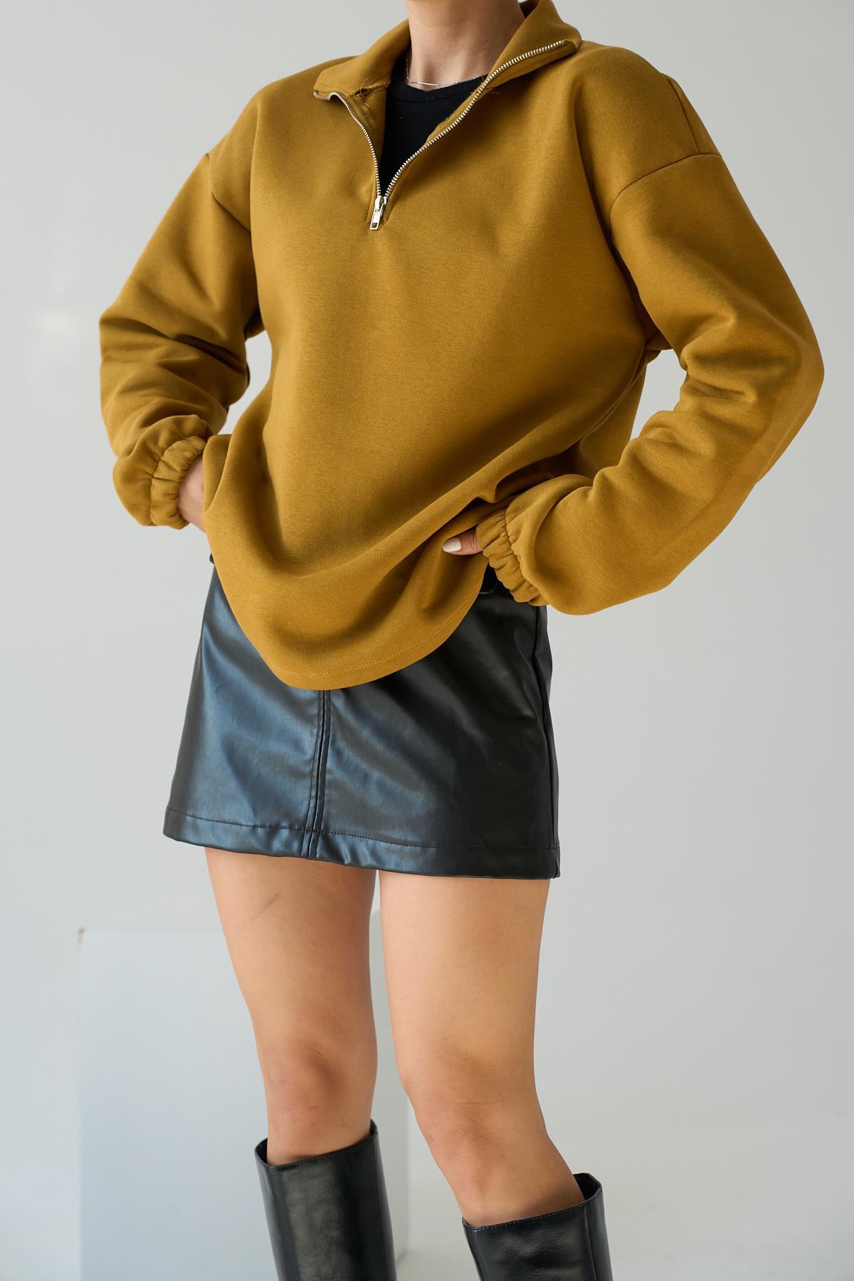 Fermuarlı Sweat - Olive