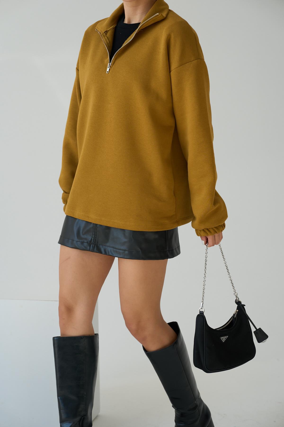 Fermuarlı Sweat - Olive