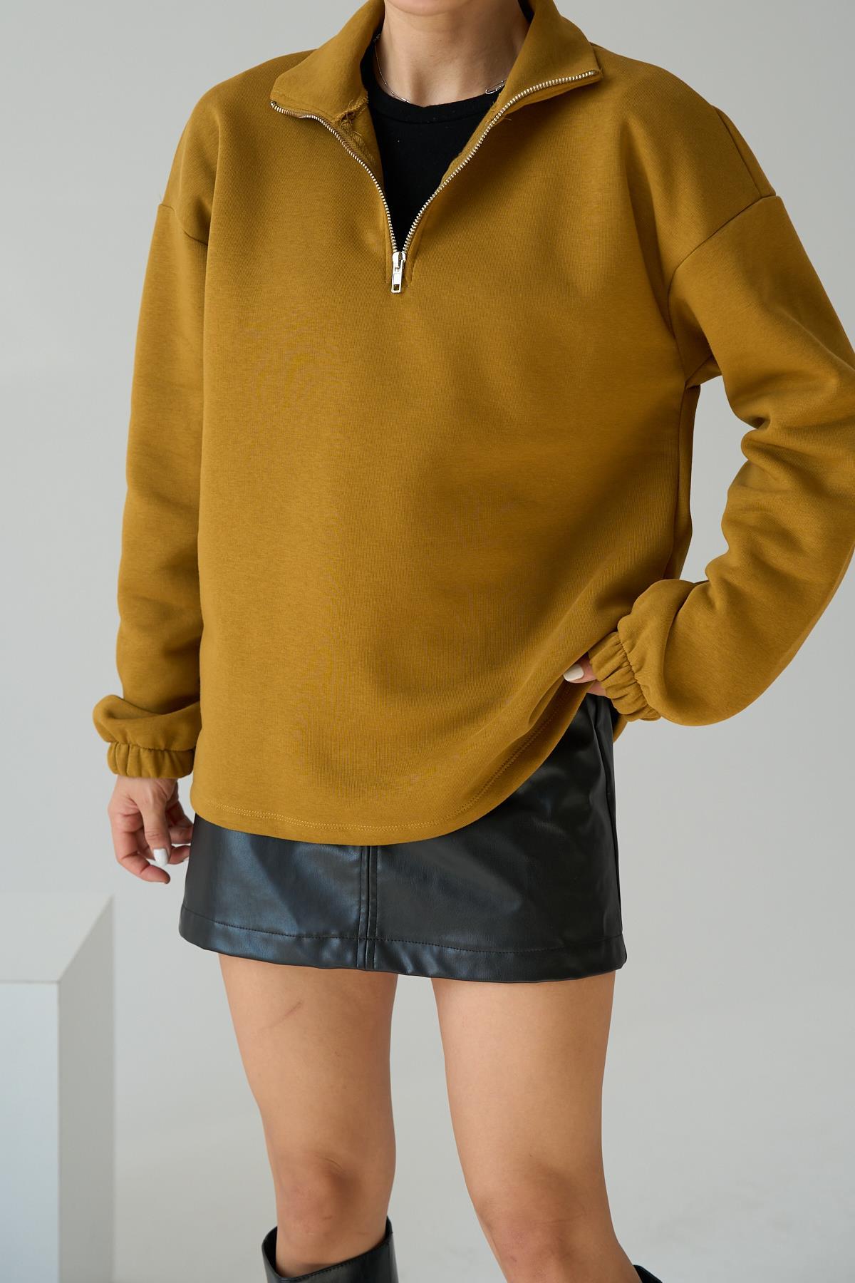 Fermuarlı Sweat - Olive