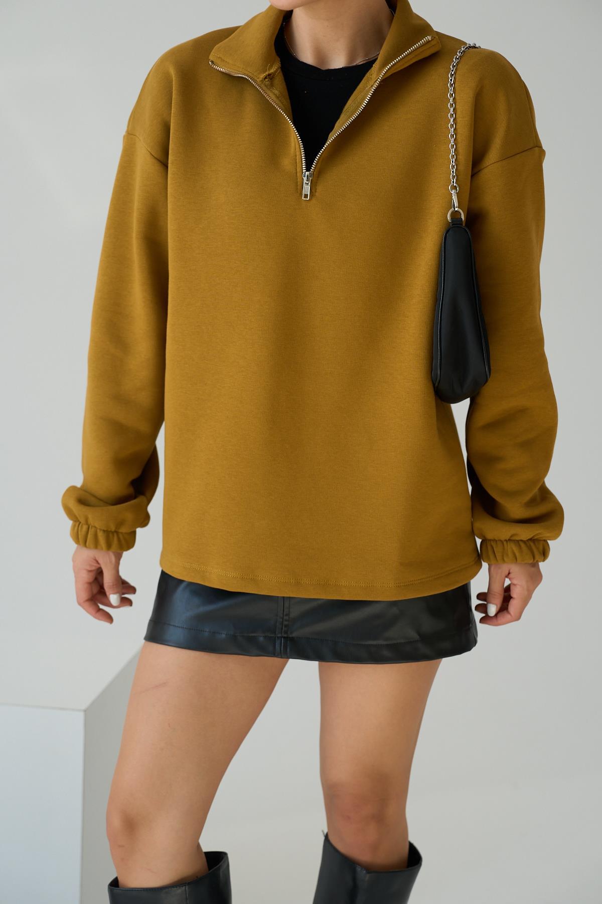Fermuarlı Sweat - Olive