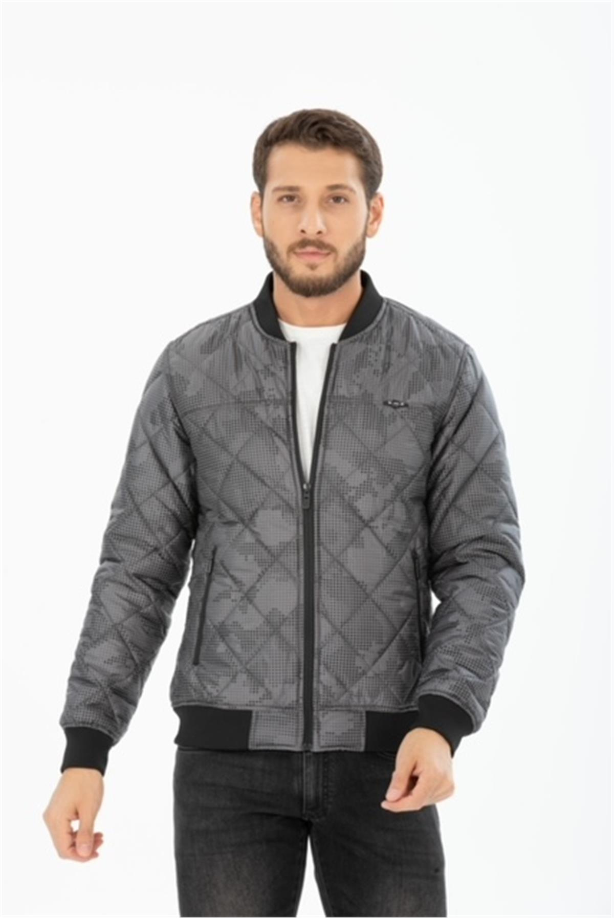 Wholesale Charcoal Dot Printed Pilot Jacket 35734F