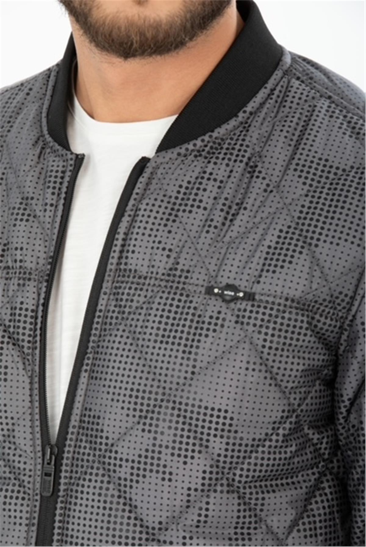 Wholesale Charcoal Dot Printed Pilot Jacket 35734F