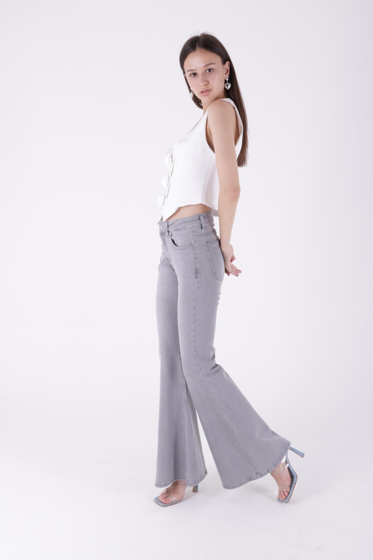 Geniş İspanyol Kot Pantolon 7067-50B(30-36)