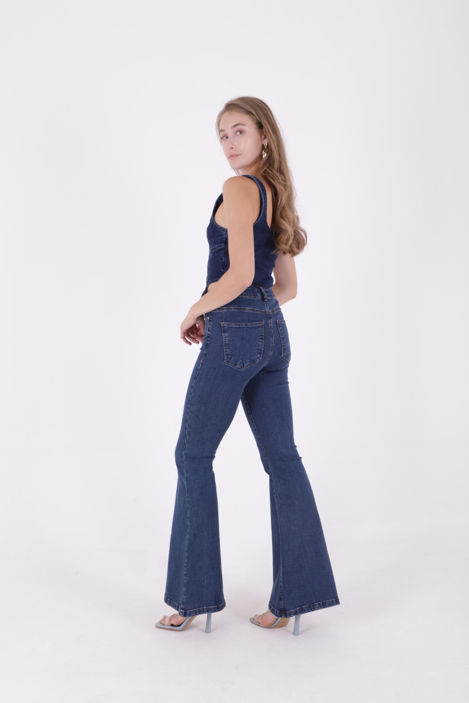 Geniş İspanyol Kot Pantolon 7067-50B(30-36)