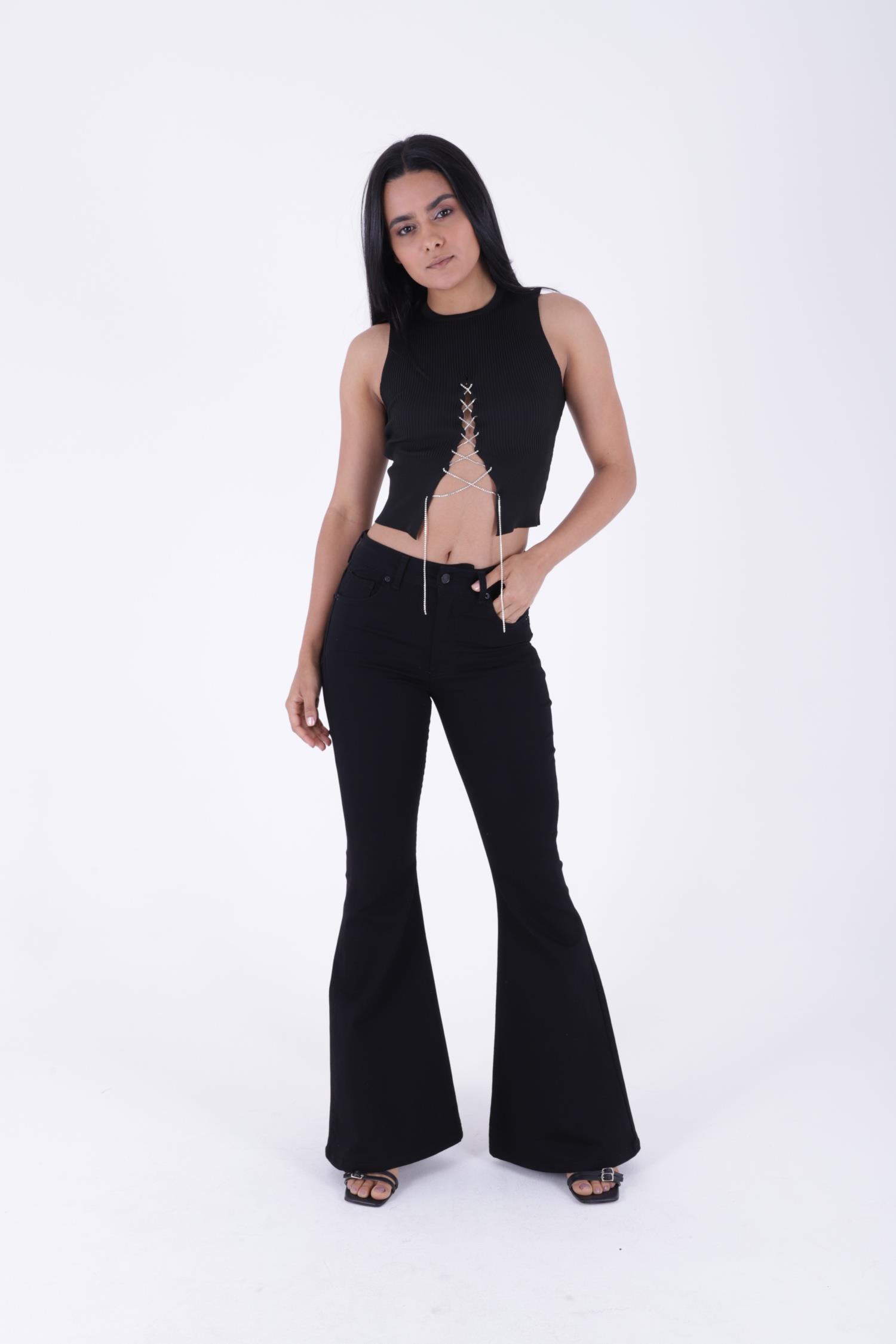 Geniş İspanyol Kot Pantolon 7067-50B(30-36)