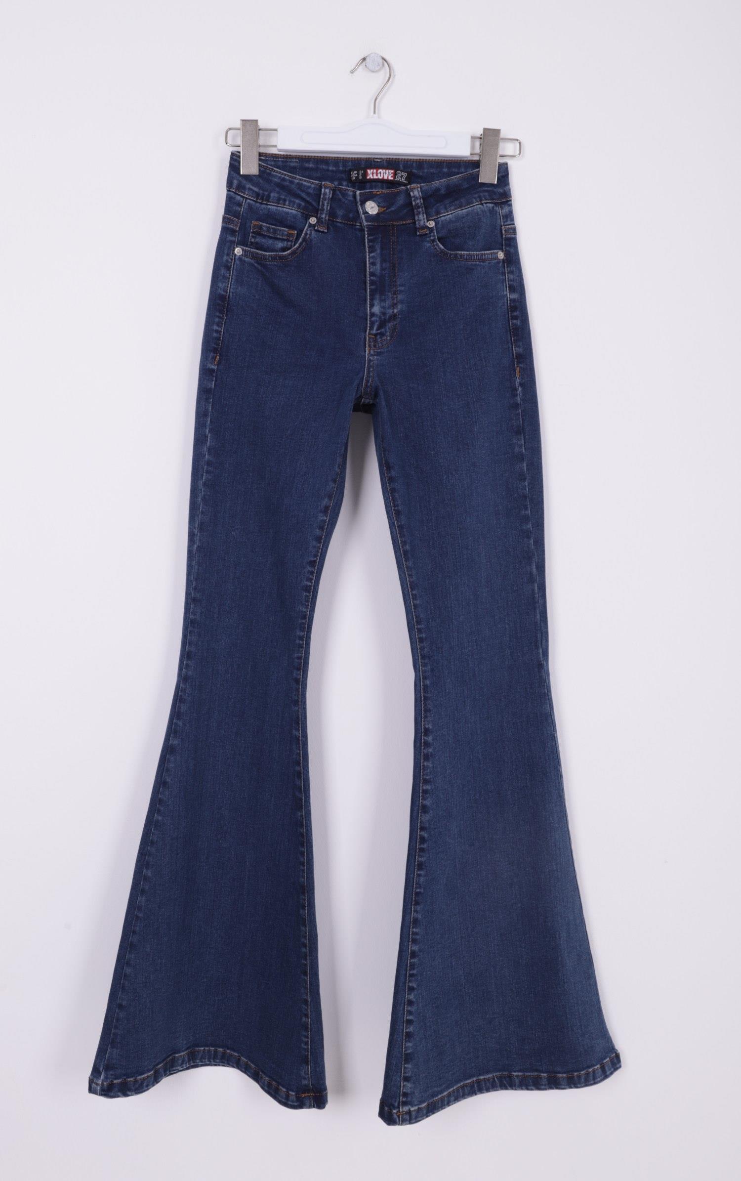 Geniş İspanyol Kot Pantolon 7067-50B(30-36)