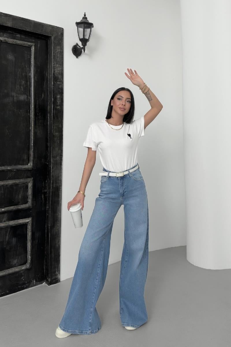 Geniş Paça Kot Pantolon 7082-15-(26-31)